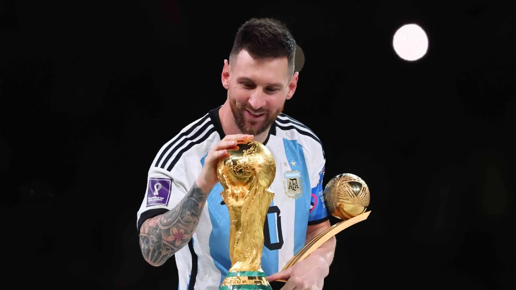 Lionel Messi With FIFA World Cup Trophy
